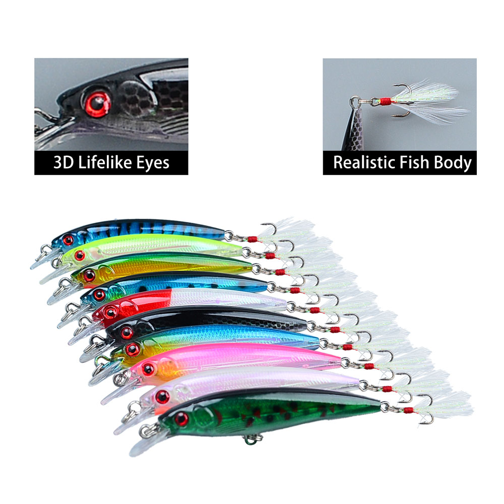 10pcs Bionic Minnow Fishing Lu - مراجعة Fishing Hook Treble وسعره