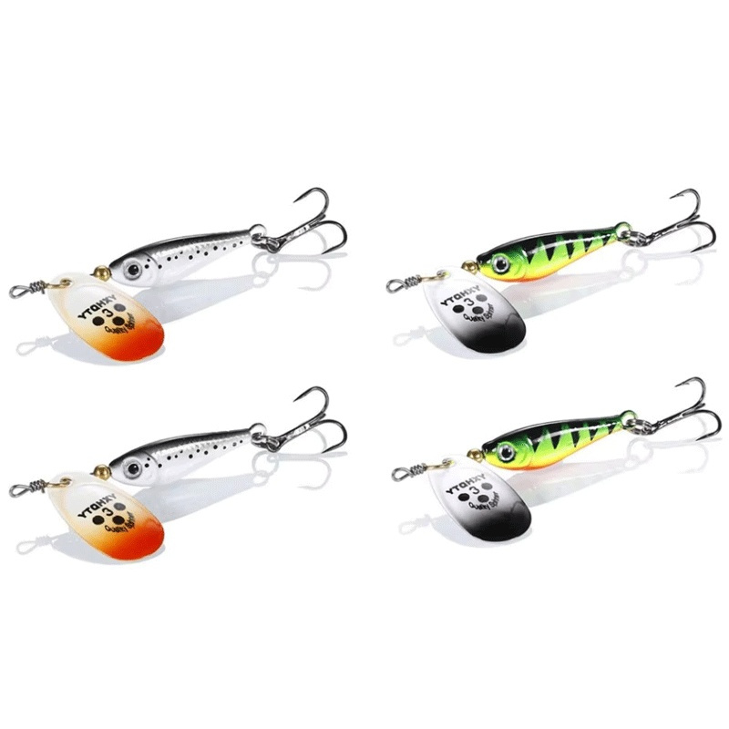 1/4pcs Rotating Metal Spinner  - مراجعة Fishing Hook Treble وسعره