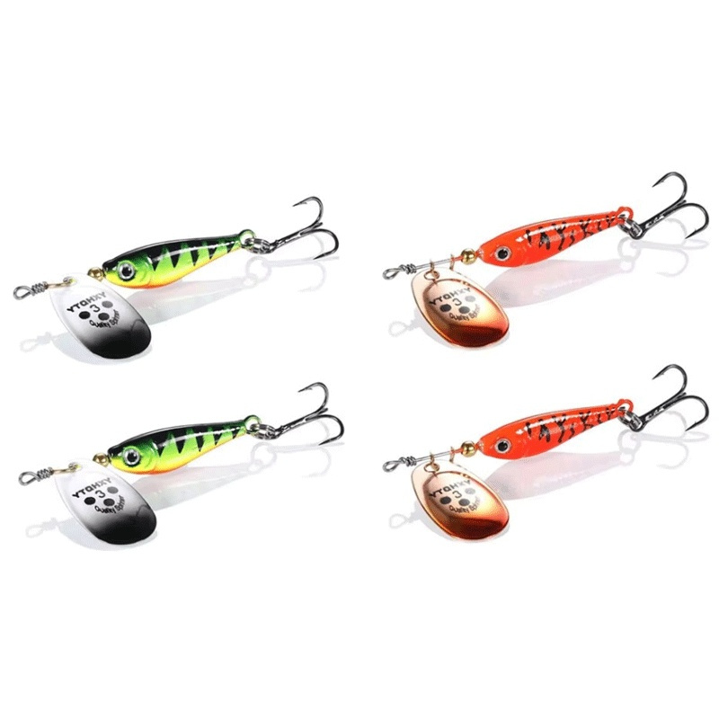 1/4pcs Rotating Metal Spinner  - مراجعة Fishing Hook Treble وسعره