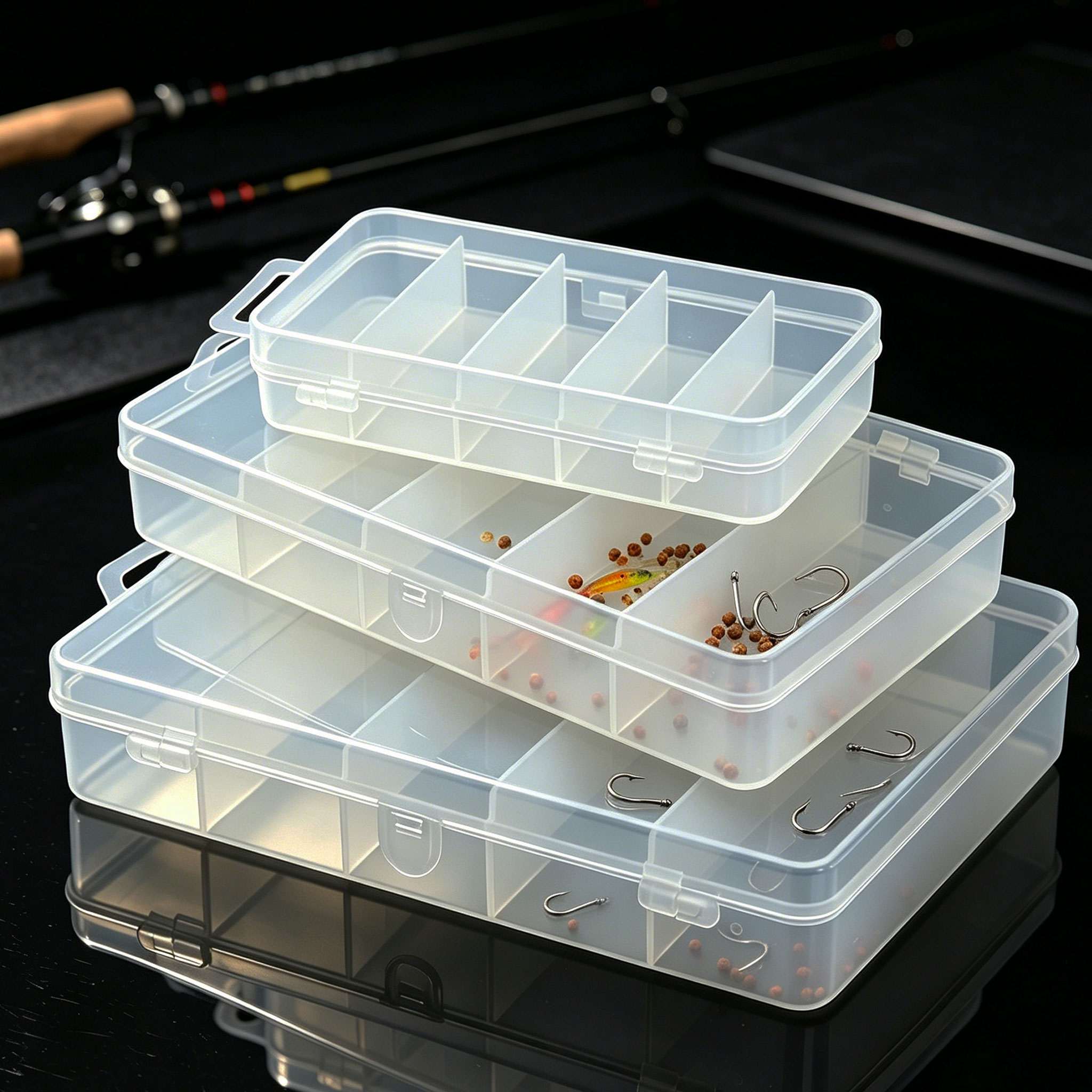 1/3pcs 3 Sizes of Plastic Fish - مراجعة Fishing Hook Box وسعره