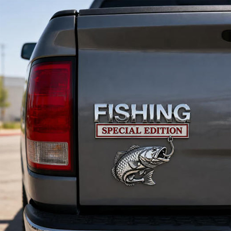 Chrome Fishing Car Badge Metal - مراجعة Fishing Hook وسعره
