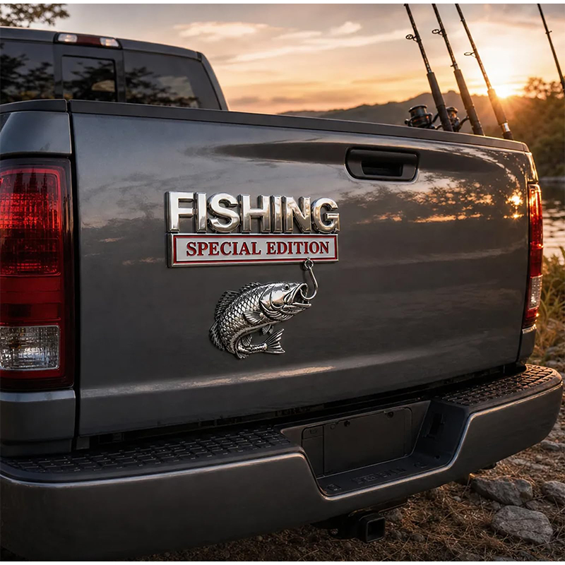 Chrome Fishing Car Badge Metal - مراجعة Fishing Hook وسعره