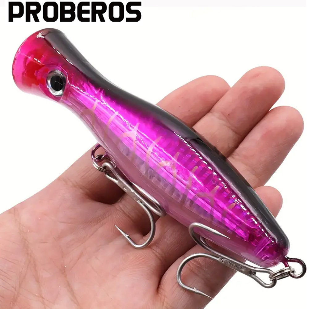 PROBEROS 1pc 13cm 43g Popper F - مراجعة Fishing Hook Treble وسعره