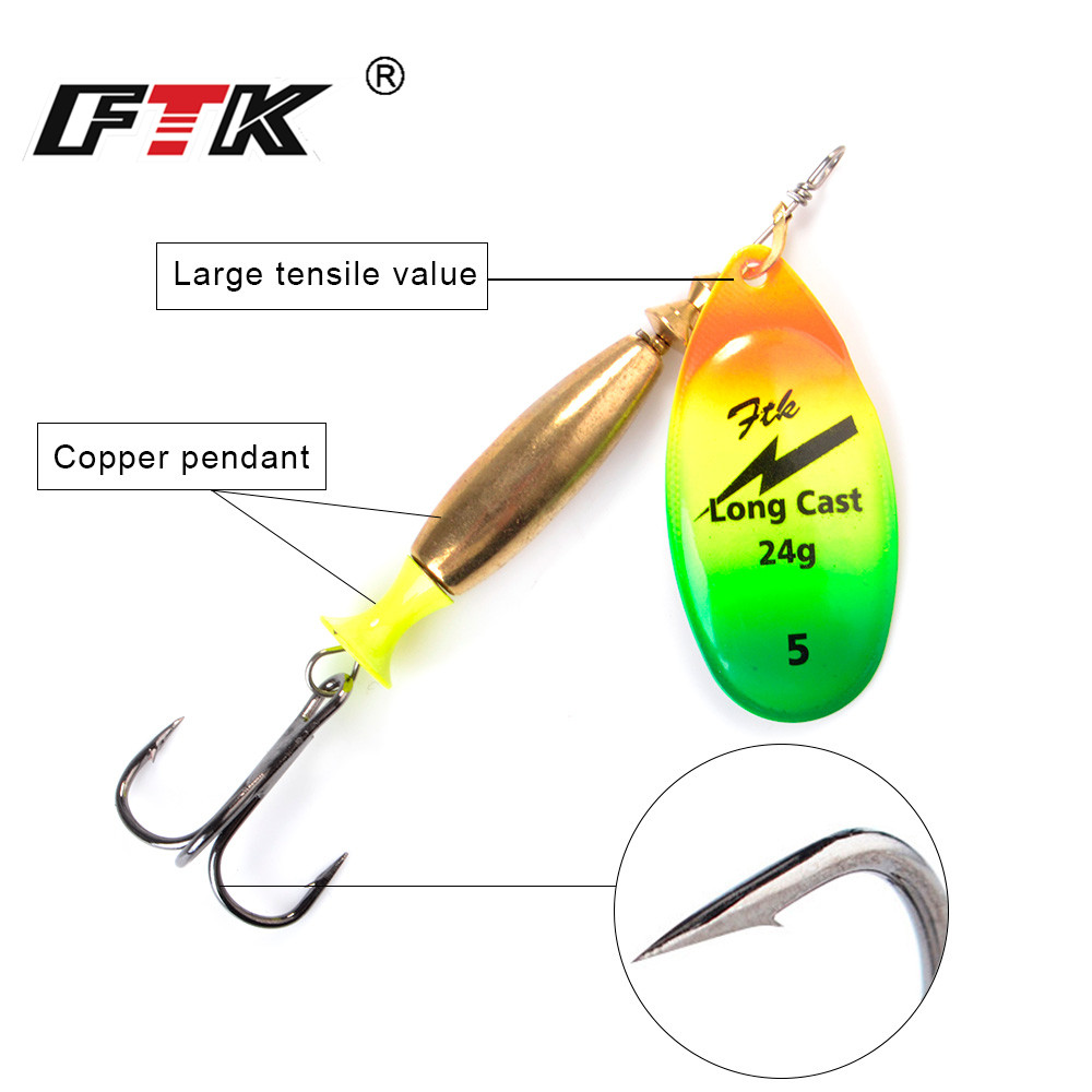 FTK 18g 24g Spinner Bait Hard  - مراجعة Fishing Hook Treble وسعره