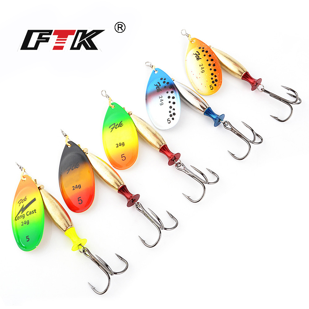 FTK 18g 24g Spinner Bait Hard  - مراجعة Fishing Hook Treble وسعره