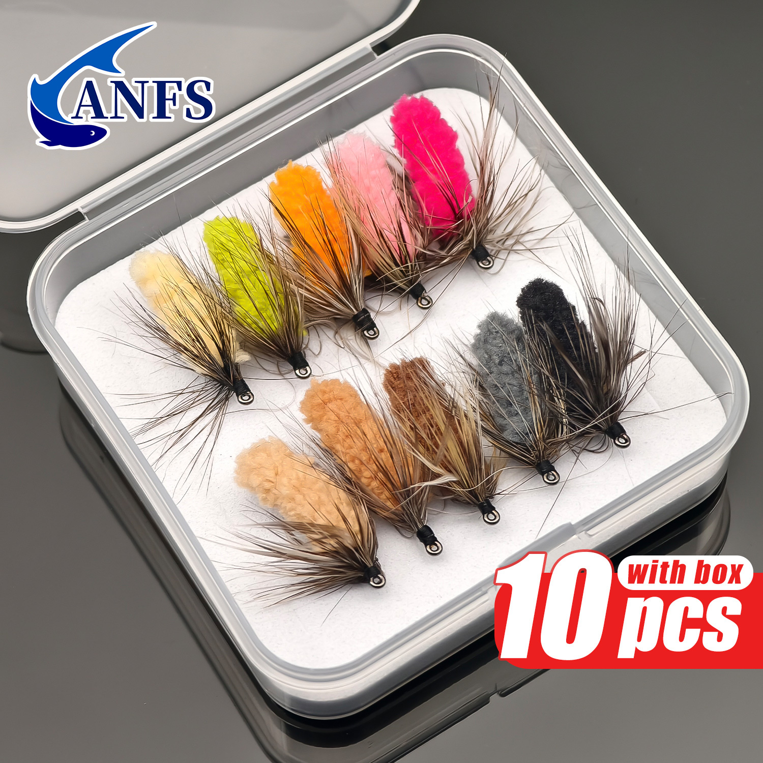 ANFS 10pcs Mop Fly Assorted Co - مراجعة Fishing Hook Assortment وسعره
