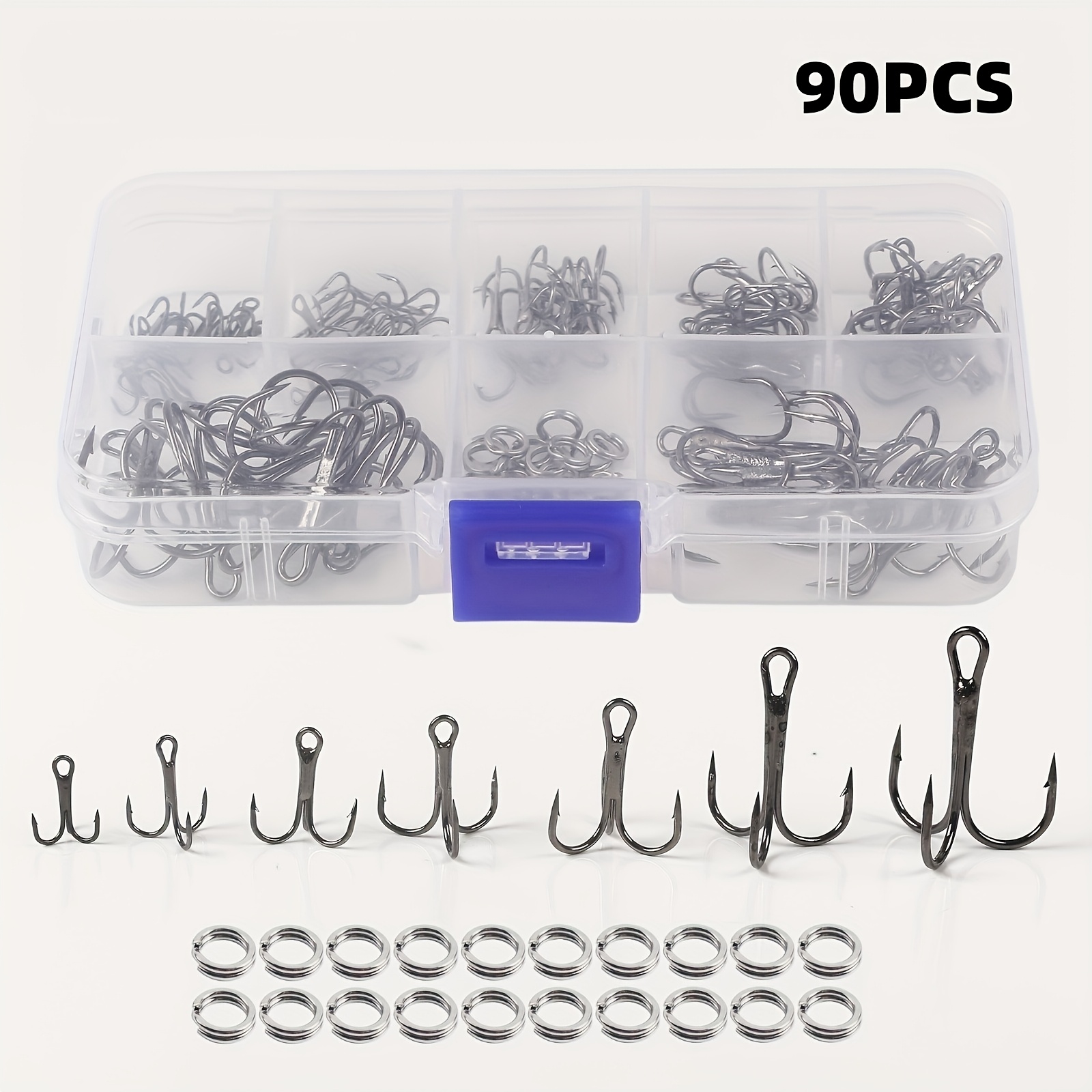 90pcs/set The lure triple-hook - مراجعة Fishing Hook Assortment وسعره