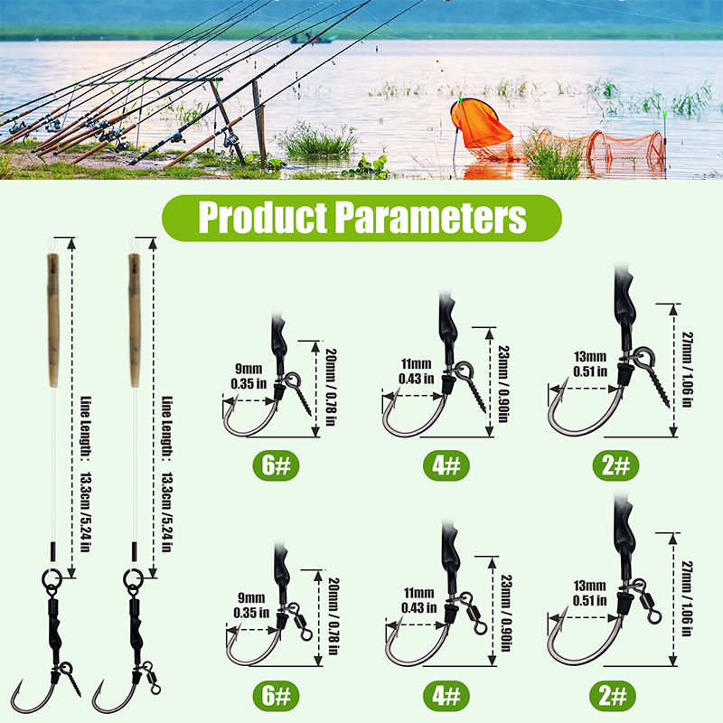 6PCS/10PCS Ronnie rig 3 Styles - مراجعة Fishing Hook Barbless وسعره
